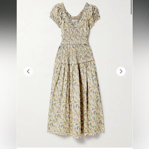 NWOT Doen Leanne shirred floral-print cotton-voile midi dress